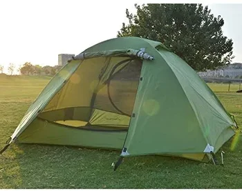 Палатка для кемпинга на 2 человека, легкая двухслойная палатка для пеших прогулок, водонепроницаемая Двухдверная Двухслойная палатка для легкой установки из алюминия