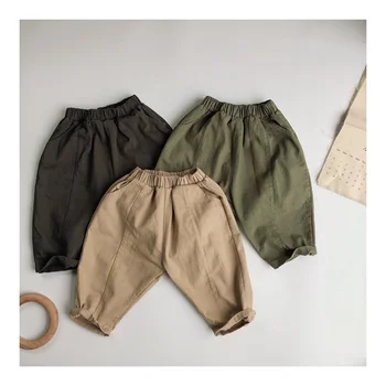 Новые детские брюки для отдыха Chunqiu для мальчиков и девочек, тканые брюки из саржи