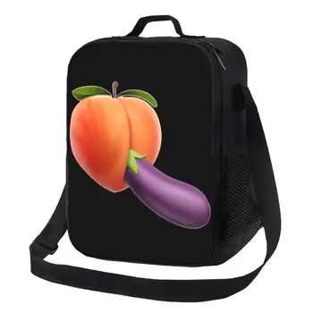 Забавное порно с едой, дизайн персика и баклажана, Термоизолированные сумки для ланча, Портативный контейнер для ланча для школы, коробка для еды Bento