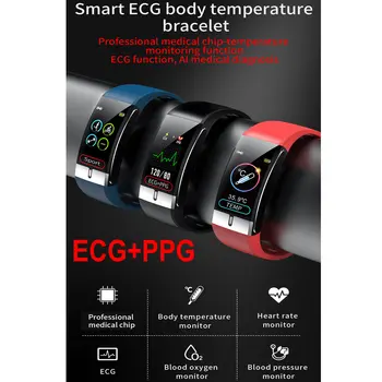 Смарт-часы мужские E66, измеряющие температуру тела, ЭКГ, PPG, Водонепроницаемый спортивный браслет, измеряющий кислород в крови, частоту сердечных сокращений, умные часы для iOS Android