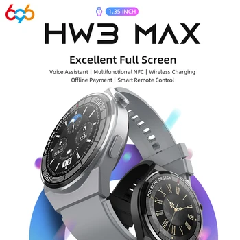 Смарт-часы Мужские HW3 MAX 1,35 дюйма NFC Blue Tooth Call Беспроводное Зарядное Устройство Голосовой Помощник Спортивные Умные Часы Пульсометр Спортивные