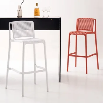 Скандинавские минималистичные барные стулья, легкие роскошные пластиковые барные стулья, складываемые высокие табуреты, интернет-барные стулья для красного вина, наружная спинка