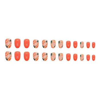 Овальные накладные ногти грейпфрутово-красного цвета, глянцевые, сверхгибкие, долговечные накладные ногти для выступлений на сцене