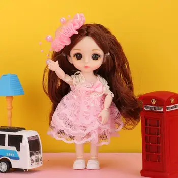 Принцесса Игрушка 17 СМ Подвижный Сустав Кукла 3D Милая Красивая Девушка Одеваются Игрушки Кукла Безопасность Кроличье Ухо BJD Кукла Дети