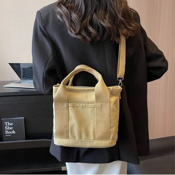 Повседневная холщовая сумка-тоут, женские сумки через плечо в стиле ретро, дизайнерские многофункциональные модные сумки большой емкости унисекс