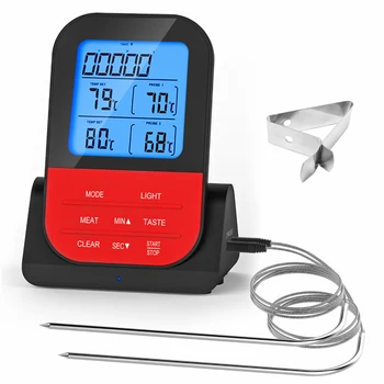 Цифровой Беспроводной термометр для мяса, барбекю, гриль, коптильня, духовка, температура для кухни, Измеритель тепла, двойные датчики для гамбургеров из говядины