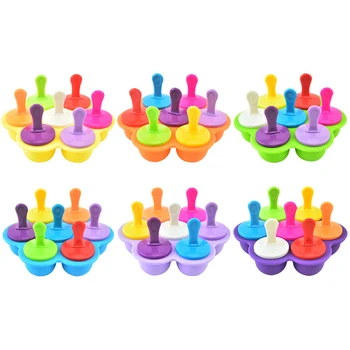6 упаковок силиконовых форм для эскимо с 7 полостями для детей, форма для мороженого своими руками с разноцветными палочками