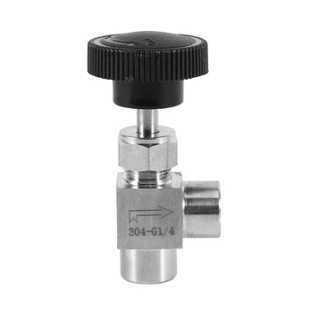 Игольчатый клапан Регулируемый Игольчатый Клапан с внутренней резьбой 1/4 дюйма под прямым углом BSP SS304 для воды, газойля