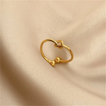 Простое кольцо из нержавеющей стали 316L, открывающее узел, Регулируемое кольцо для женщин, Изысканная мода, ювелирные изделия, подарок для вечеринки SAR114