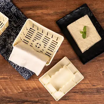 1 Комплект пресс-формы для тофу с крышкой из пищевого пластика многоразового использования, для приготовления домашнего соевого творога, кухонные принадлежности