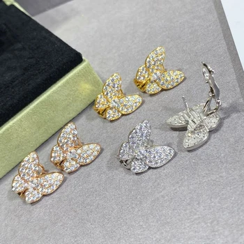 Роскошные ювелирные изделия премиум-класса из стерлингового серебра 925 пробы, серьги-бабочки с цирконом для темпераментных женщин, модный бренд класса люкс, Рождественский подарок