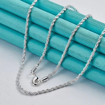 Посеребренное ожерелье с длинной цепочкой, аксессуары Унисекс, ювелирные изделия для женщин, мужчин, Сингапурская цепочка толщиной 3 мм, скрученная волной, C014