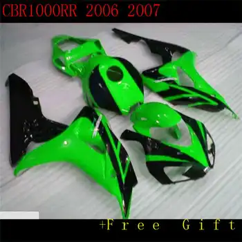 Комплект пластиковых обтекателей H-образного формования CBR1000RR 2006 2007 черный зеленый комплект для вторичного рынка CBR 1000 RR 06 07