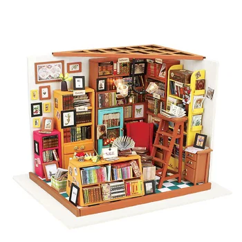 Robotime DIY Деревянный дом, Миниатюрные наборы для кукольного домика, Мини-кукольный домик с мебелью, Игрушки для детей в подарок - Sam Study DG102