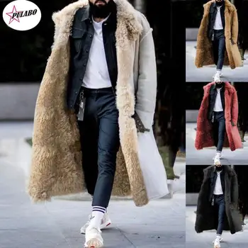 PULABO y2k Зимняя Мужская Ветровка y2k, Однотонное мужское пальто из искусственного меха, Толстая Повседневная Модная куртка, Ветровка