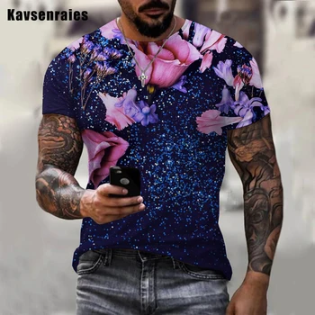 Мужская футболка с 3D-принтом, мужская футболка с яркими блестками, Летняя мода, повседневные топы в уличном стиле с коротким рукавом оверсайз