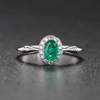 YangFx серебристого цвета Новое простое и элегантное открытое кольцо с овальным изумрудом и турмалином Женские украшения