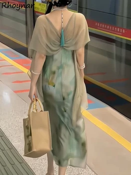 Женское платье из двух предметов, винтажное Элегантное облегающее платье в китайском стиле, Эстетическая традиция, мода, сексуальная одежда с принтом с высокой талией, INS