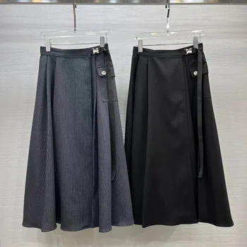 2023FW Осенняя новая женская высококачественная юбка Миди в тонкую полоску Cuasal для леди 2 цвета Gdnz 9.09