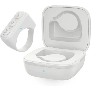 Видеоконтроллер Bluetooth с кончиком пальца, кнопка спуска затвора для селфи, дистанционный перелистыватель страниц для мобильного телефона-белый