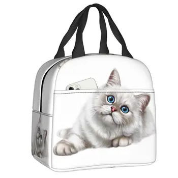 Сумка для ланча Cute Sneaky Cat Портативный термоохладитель, изолированная коробка для ланча для женщин, Детские Офисные сумки для пикника, дорожные сумки для еды