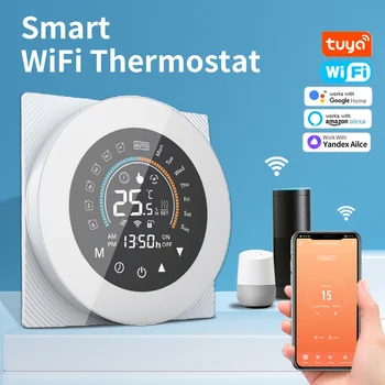 Умный Wifi термостат Tuya, цифровой сенсорный контроль температуры, Электрический водогрейный/газовый котел с подогревом пола для Google Home Alexa