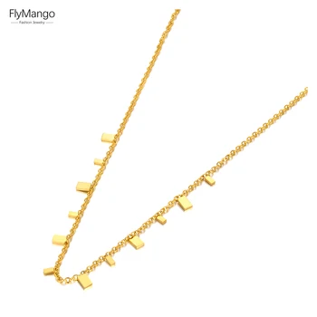 Колье FlyMango из нержавеющей стали с геометрическими каплевидными прямоугольными колье-чокерами для женщин, модные ожерелья из бисера ручной работы FN22094