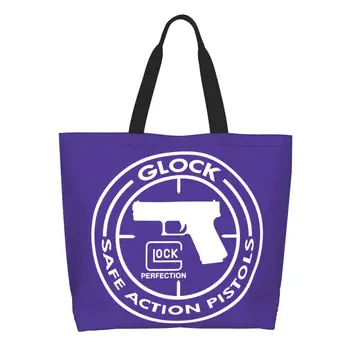 Сумки для покупок Glock Grocery Tote, женские милые сумки для покупок с логотипом пистолета США, холщовые сумки для покупок через плечо, сумки большой емкости