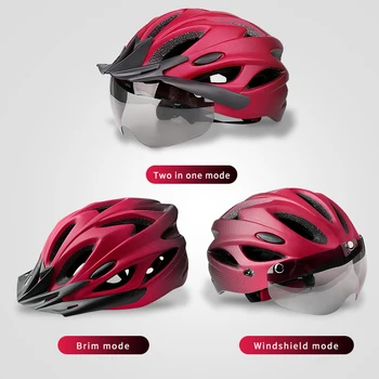Велосипедный шлем для взрослых со светодиодной задней подсветкой, двухрежимный велосипедный шлем с выпученными глазами, подходит для легких дышащих велосипедных шлемов длиной 58-62 см