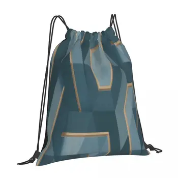 Геометрическая мраморная сумка на шнурке в ретро-стиле, для любителей винтажного стиля, подходящая для школьных походов, Модный рюкзак на шнурке из холста