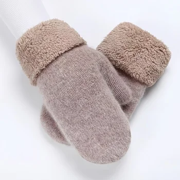 1 пара плюшевых теплых перчаток, прочных и симпатичных, чрезвычайно плюшевых перчаток на все пальцы, подходящих для зимнего тепла