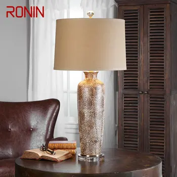 Керамическая настольная лампа RONIN в американском стиле, светодиодные Винтажные Креативные Роскошные Настольные лампы для дома, гостиной, спальни, прикроватного декора.