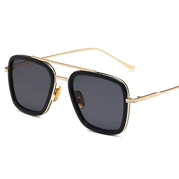 Винтажные Роскошные Мужские Солнцезащитные очки Металлические Квадратные Дизайнерские Брендовые очки Градиентных модных оттенков UV400