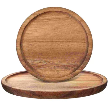 Круглый деревянный поднос Декоративные держатели тарелок Маленькие подносы для дома Журнальный столик