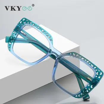 Женские очки для чтения в большой оправе VICKY Square Простой полый дизайн, очки с анти-синим светом по рецепту на заказ PFD2188