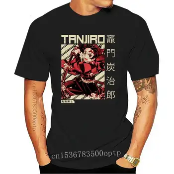 Kimetsu No Yaiba Demon Slayer Breath Of Water Tanjiro Profile Черная футболка Большого размера