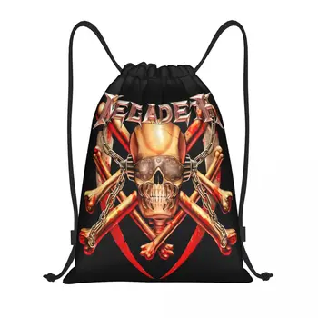 Изготовленный на заказ хэви-метал-рок Megadeths Skull Drawstring Bag для мужчин и женщин, легкий спортивный рюкзак для хранения в тренажерном зале