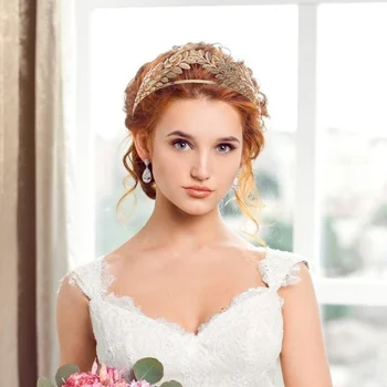 Повязка на голову для девочек, свадебные Аксессуары для волос, обруч в виде короны, Европейская мода, лист Невесты