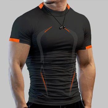 Летняя рубашка для спортзала, спортивная футболка, мужская быстросохнущая рубашка для бега, мужские футболки для тренировок, топы для фитнеса, футболка с коротким рукавом, одежда