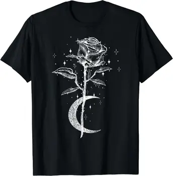 Оккультная Лунная роза, колдовство - The Witch, винтажная готическая мужская женская черная футболка с коротким рукавом