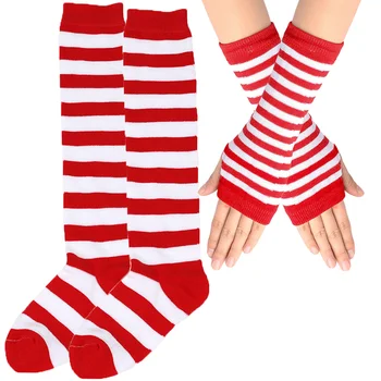 Комплект детских чулок и перчаток, длинные танцевальные носки, согревающие руки, перчатки, подходящие для костюма косплея для мальчиков и девочек 6-12 лет