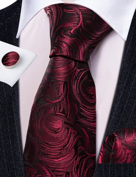 Высококачественные галстуки Для мужчин, Бордово-красный Тканый платок, Наборы запонок, Модный шелковый Мужской галстук Для свадебной вечеринки Barry.Ван 6558