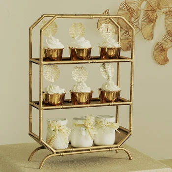 Подставка для китайского золотого свадебного чаепития, украшение для торта в стиле ретро, Десертный поднос, украшение дисплея десертного стола