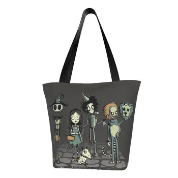 Холщовая сумка для покупок из фильма ужасов Тима Бертона, изготовленная на заказ, женские сумки для покупок в готическом фильме на Хэллоуин