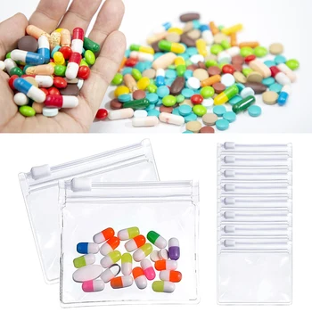 Сумки-мешочки для таблеток на молнии, Многоразовые пакетики для таблеток, прозрачные пластиковые пакеты для таблеток, Самоуплотняющиеся Дорожные органайзеры для лекарств, Органайзеры для хранения