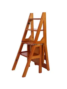 Деформируемая четырехступенчатая лестница из массива дерева, Многофункциональная Бытовая складная лестница, стул для подъема по лестнице двойного назначения
