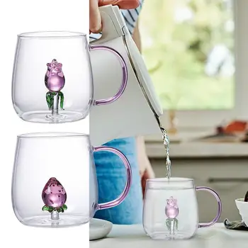 Эстетичный хрустальный 3D стакан для питья с клубникой Многоцелевые стаканы для питья Чашка для чая Уникальный подарок для друзей