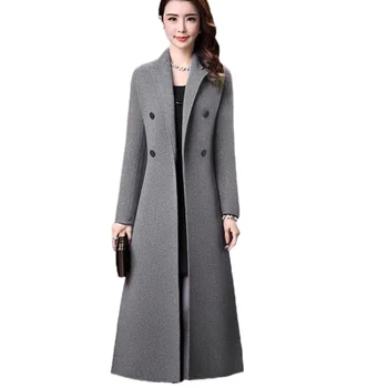Новое пальто Женская зимняя куртка 2023 Модные Элегантные теплые тренчи на пуговицах для женщин, топы из шерсти и смесей с квадратным воротником T618