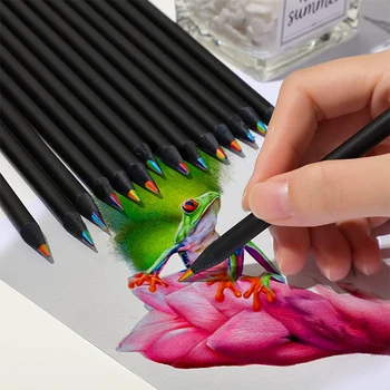4шт, 7 цветов, Концентрический градиент, Цветные карандаши, Набор цветных карандашей, Креативные канцелярские принадлежности Kawaii, Художественная живопись, Ручка для рисования