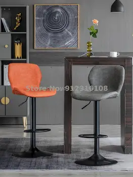 Современный простой барный стул с подъемной вращающейся спинкой для высокого стула бытовой барный стул с высокой ножкой на стойке регистрации барный стул легкой роскоши